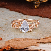 Nature-Inspired Vine-Entwined 4-Prong Teardrop-Cut Lab Diamond Engagement Ring